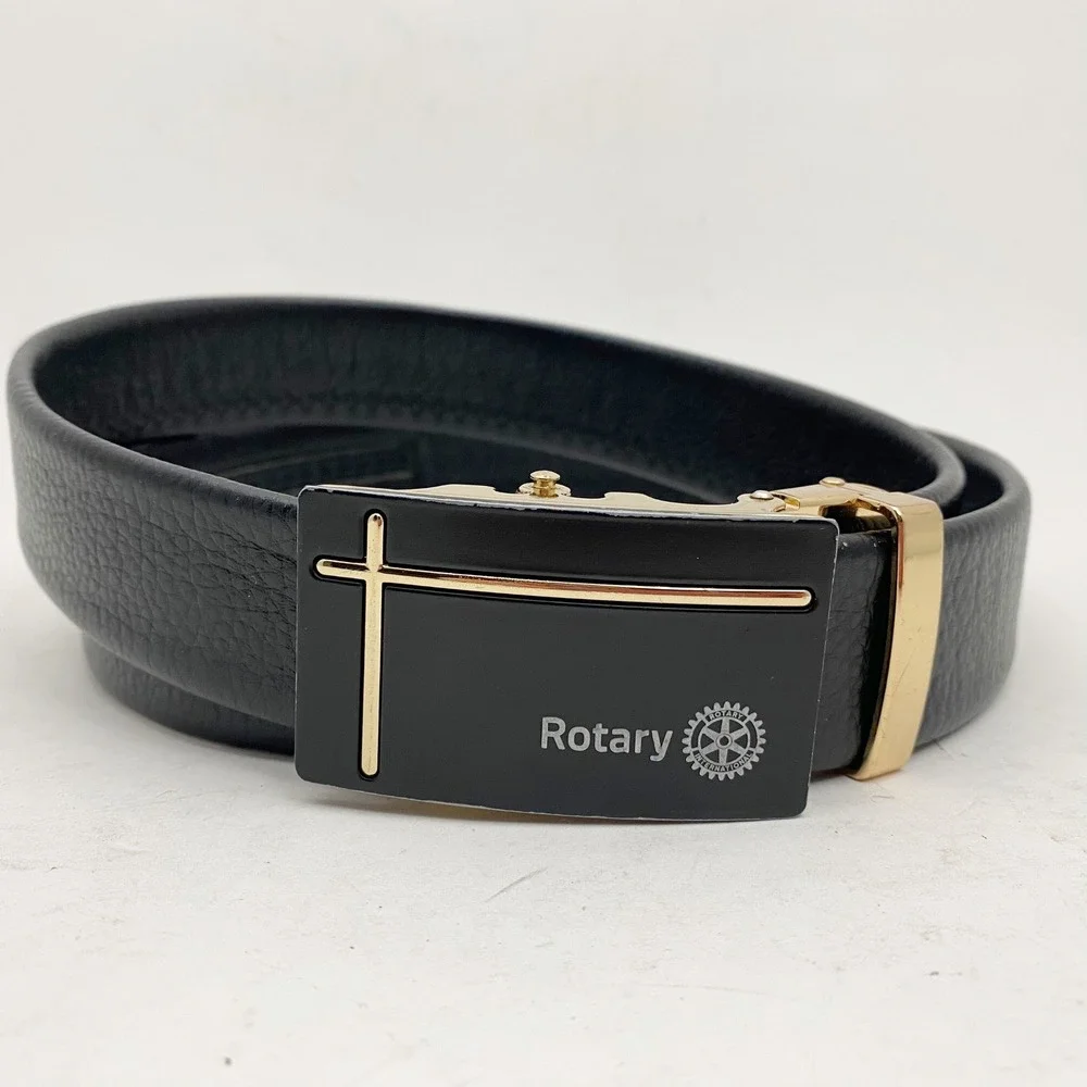 Rotary Mens Black Leather Ratchet Belt Gold Buckle Dress Casual Business Size 52